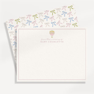 Carte de vœux pour la nurserie Montgolfière rose C