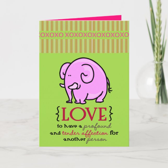 Carte de voeux pour la Saint-Valentin Eléphant ros (Devant)