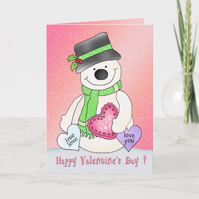 Carte de voeux pour la Saint Valentin Snowman (Devant)