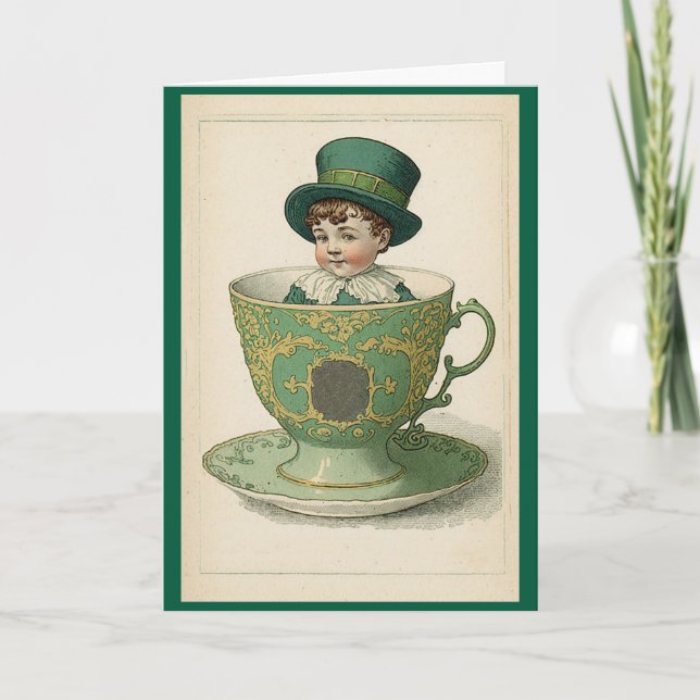 Carte de vœux pour la tasse de thé irlandaise (Devant)