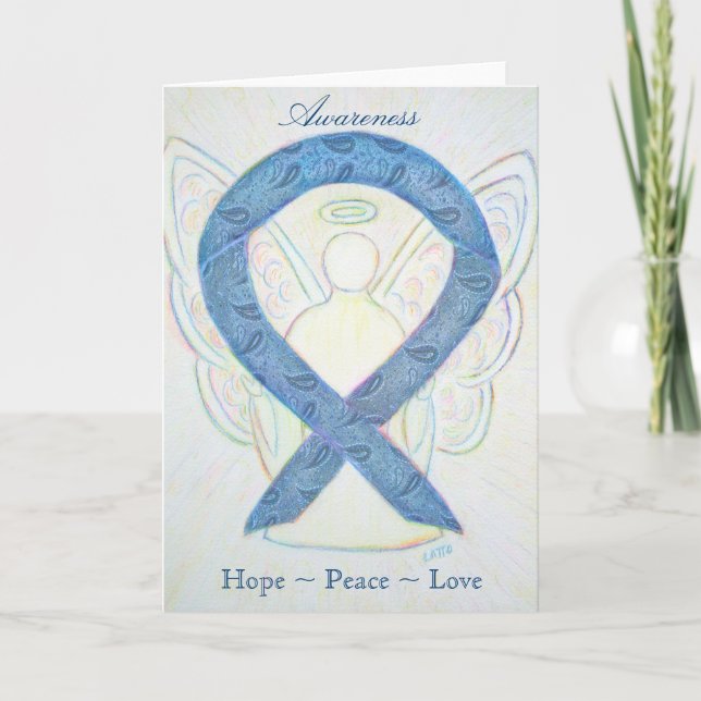 Carte de voeux pour l'ange de ruban de sensibilisa (Devant)