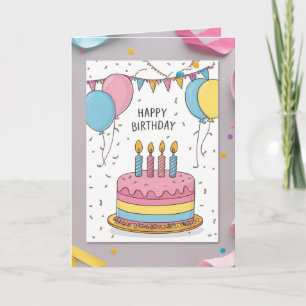 Carte de voeux pour l'anniversaire de Cute Pastel