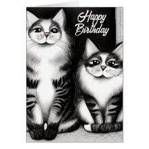 Carte de voeux pour l'anniversaire de deux chats