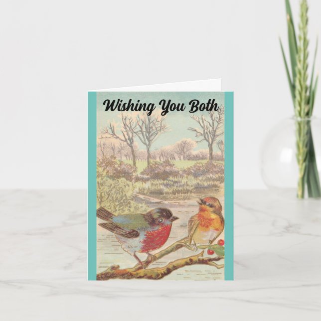 Carte de voeux pour l'anniversaire de deux oiseaux (Devant)