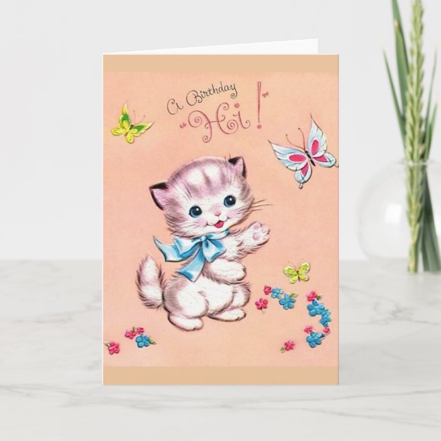 Carte de voeux pour l'anniversaire de Kitten vinta (Devant)