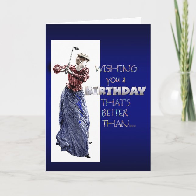 carte de voeux pour l'anniversaire de la dame golf (Devant)