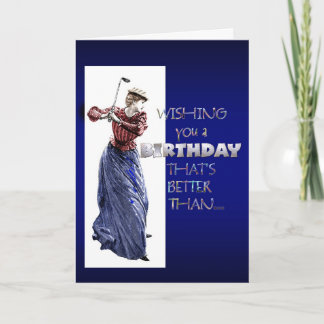 carte de voeux pour l'anniversaire de la dame golf