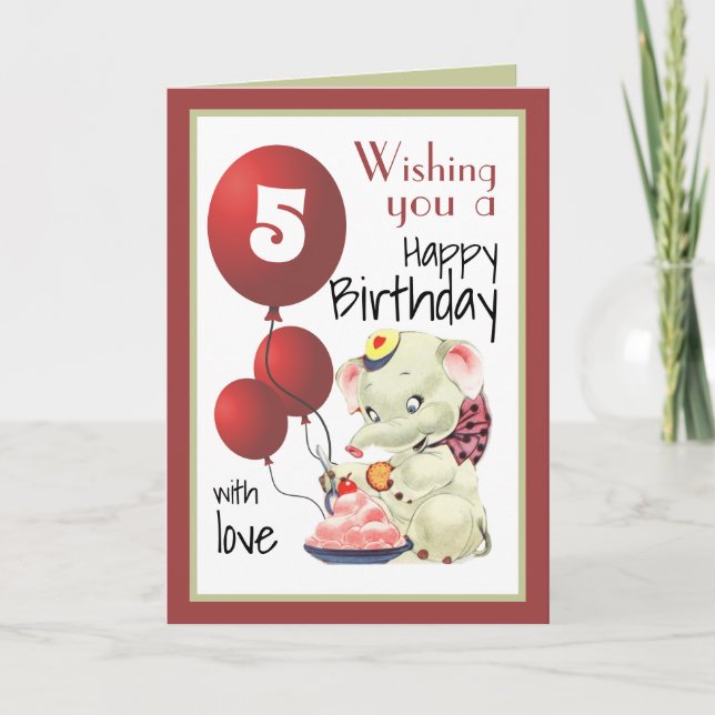 Carte de voeux pour l'anniversaire de l'éléphant v (Devant)