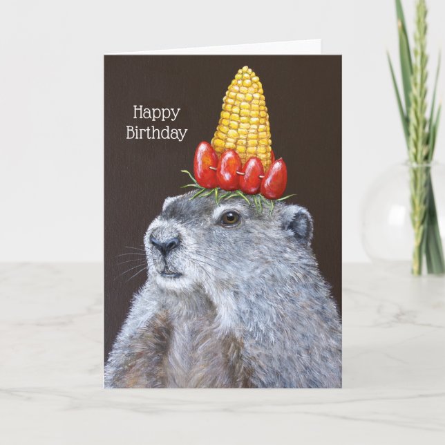 Carte de voeux pour l'anniversaire de marmotte (Devant)