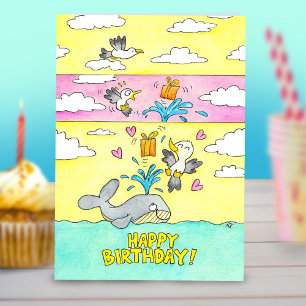 Carte de voeux pour l'anniversaire des baleines et