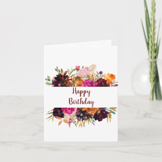 Carte de voeux pour l'anniversaire des fleurs d'au (Devant)