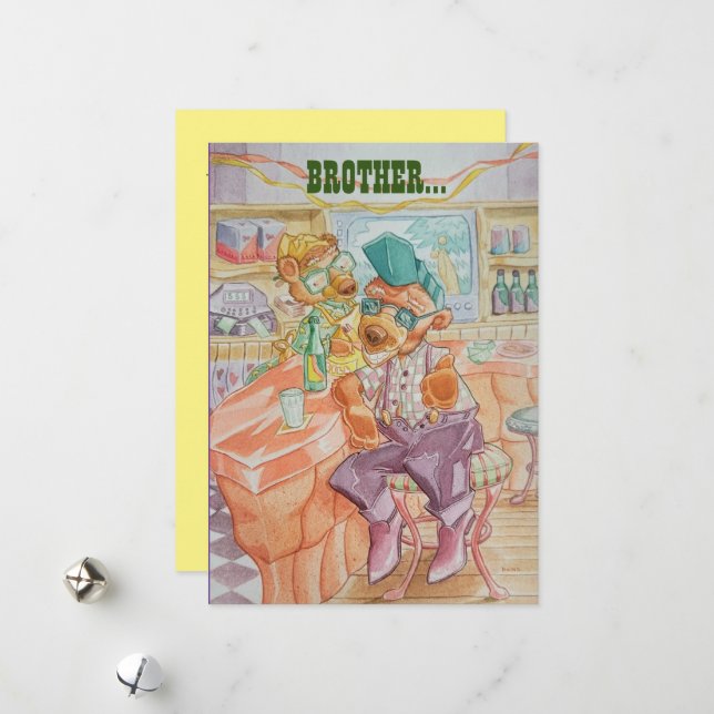 Carte de voeux pour l'anniversaire des frères (Devant/Arrière en situation)