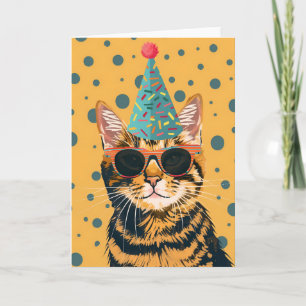 Carte de voeux pour l'anniversaire du chat cool