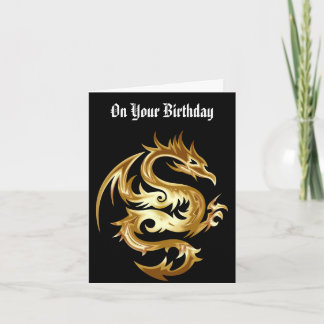Carte de voeux pour l'anniversaire du dragon d'or