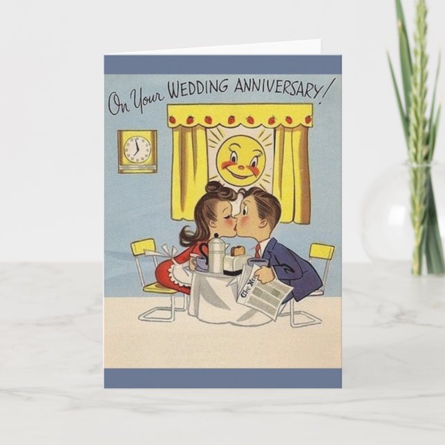 Carte de voeux pour l'anniversaire du Mariage rétr (Devant)