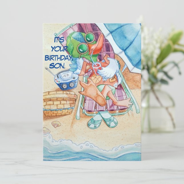 Carte de voeux pour l'anniversaire d'un fils.Carte (Debout devant)