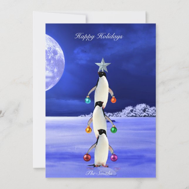 Carte de voeux pour l'arbre de Noël de Pingouin mi (Devant)