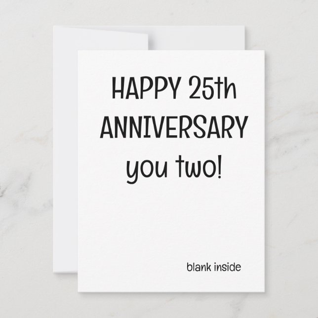 Carte de voeux pour le 25e anniversaire du Mariage (Devant)