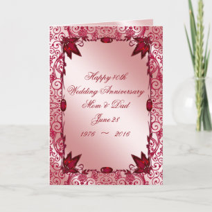 Carte de voeux pour le 40e anniversaire du Mariage