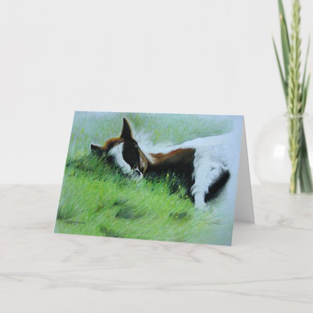 Carte de voeux pour le poulain couché "Field of Dr (Devant)