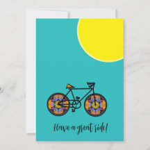 Carte de voeux pour le vélo tournesol