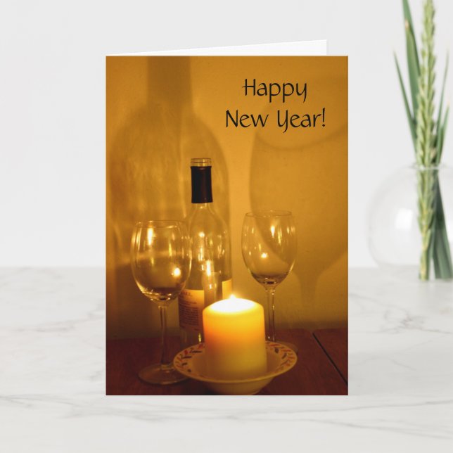 Carte de Vœux pour le Vin et les Verres du Nouvel  (Devant)