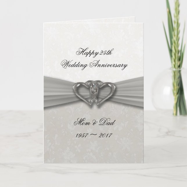 Carte de vœux pour les 25 ans de mariage - Damassé (Devant)