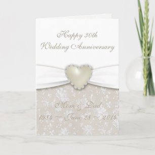 Carte de voeux pour les 30 ans de mariage en damas