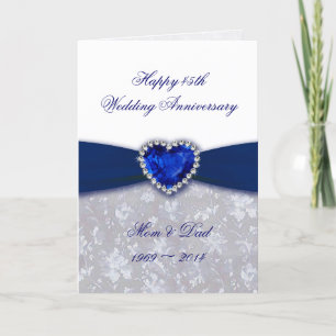 Carte de voeux pour les 45 ans de mariage Damask