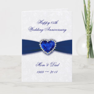 Carte de voeux pour les 45 ans de mariage en damas