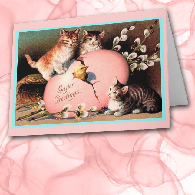 Carte de voeux pour les chatons de Pâques Vintages (Créateur téléchargé)