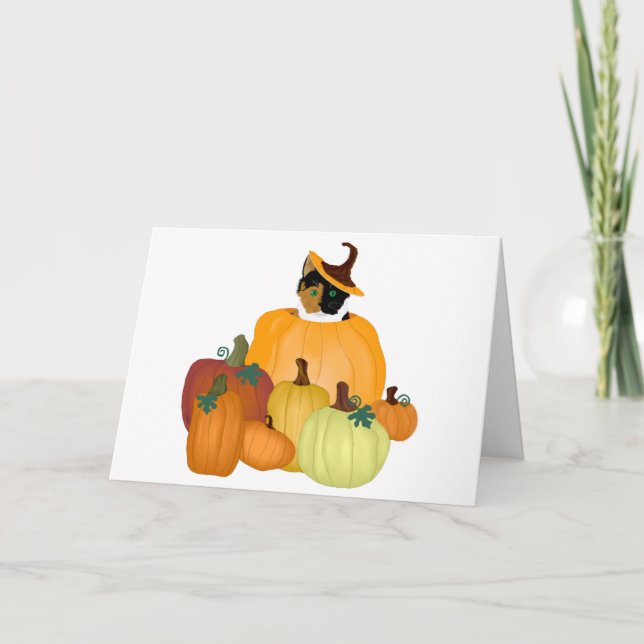 Carte de voeux pour les chats Citrouilles (Devant)