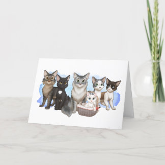 Carte de voeux pour les chats et l'équipage 5" x 7