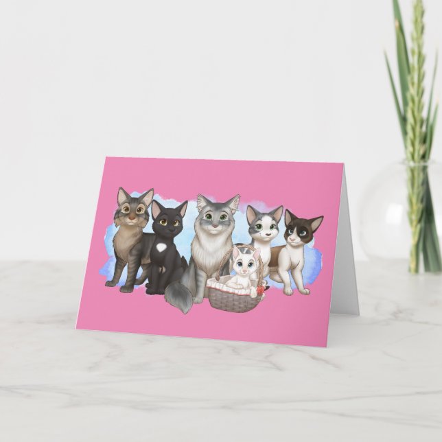 Carte de voeux pour les chats et l'équipage 5" x 7 (Devant)