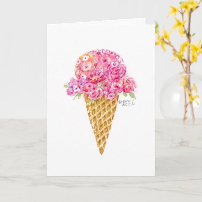 Carte de voeux pour les fleurs de cônes de glace d (Fleur jaune)