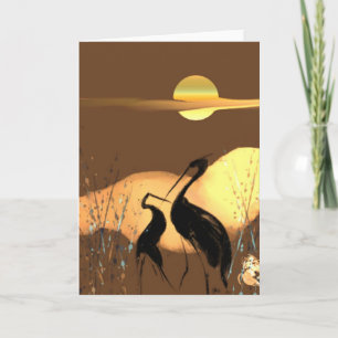 Carte de voeux pour les grues du soir