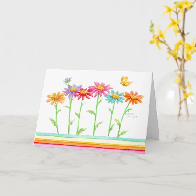 Carte de voeux pour les marguerites arc-en-ciel (Fleur jaune)