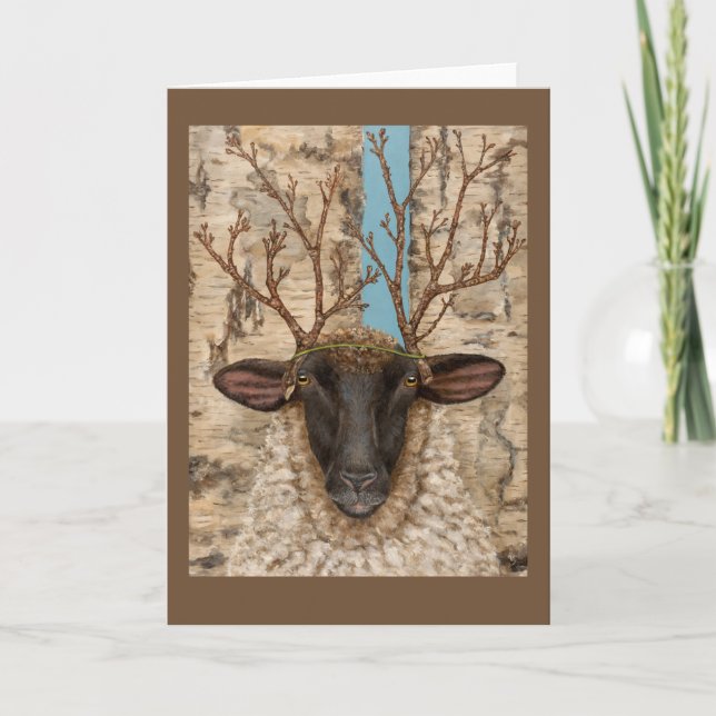 Carte de voeux pour les moutons de bois (Devant)