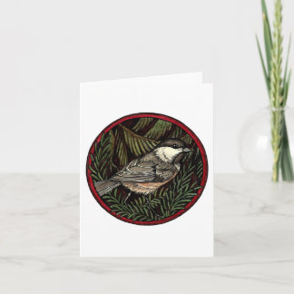 Carte de voeux pour les oiseaux d'hiver de Chickad