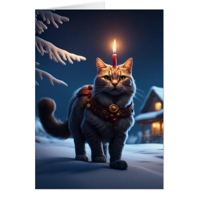Carte de voeux pour les vacances de Yule Cat (Devant)