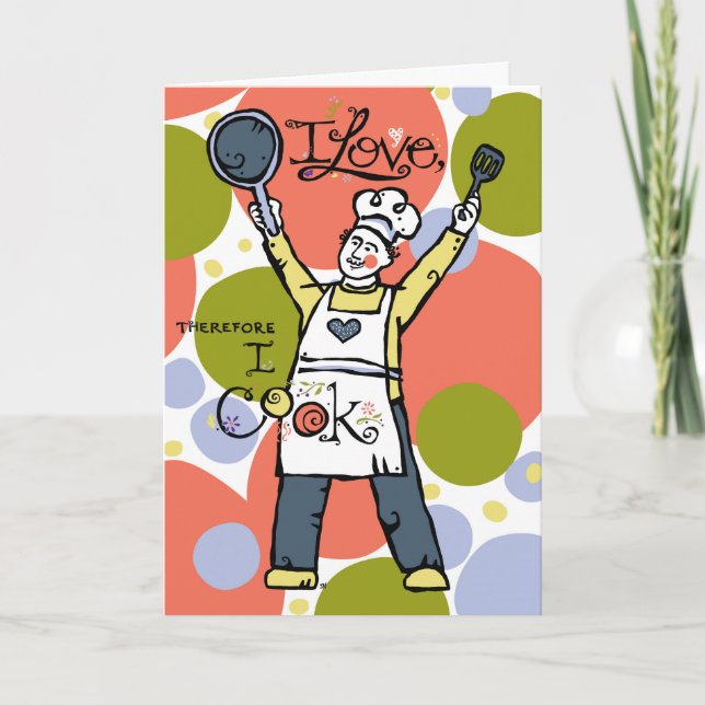 Carte de voeux pour l'homme qui aime cuisiner! (Devant)