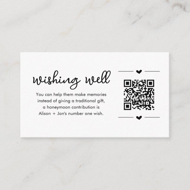 Carte de voeux pour lune de miel avec code QR Insé (Devant)