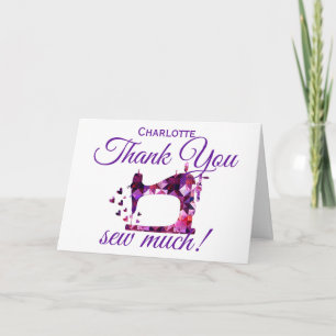 Carte de voeux pour machine à coudre de Merci amus