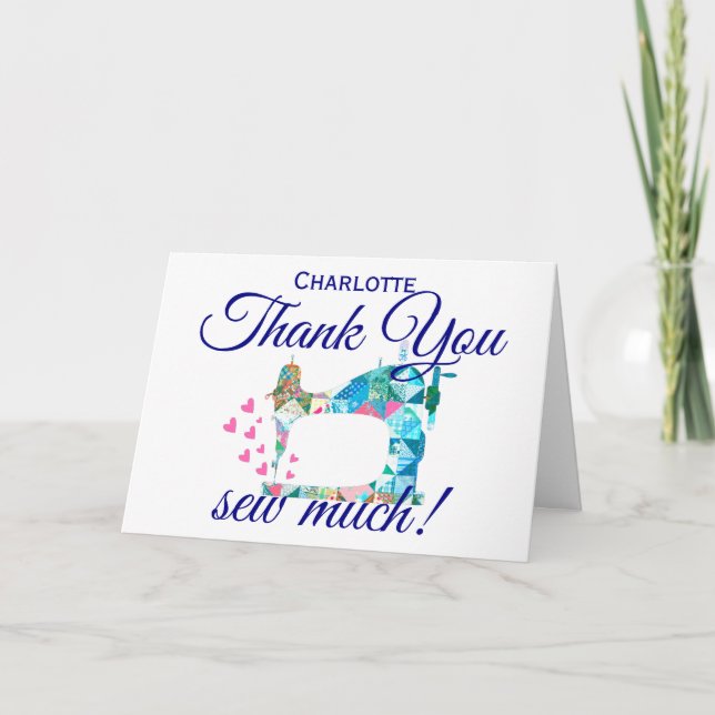 Carte de voeux pour machine à coudre Merci (Devant)