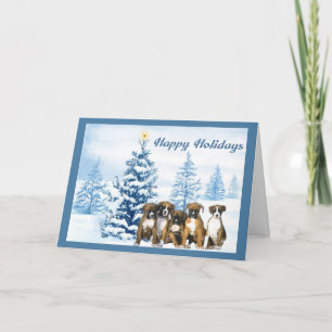 Carte de voeux pour Noël Arbre Bleu Boxer