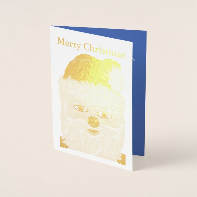 Carte de voeux pour Noël Père Noël Gold Foil (Devant)