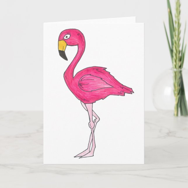 Carte de voeux pour oiseaux Flamant rose rose de l (Devant)