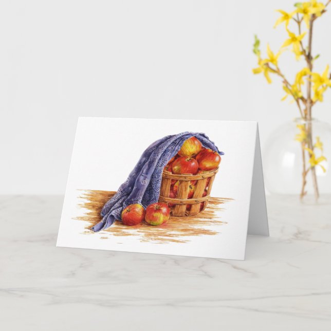 Carte de voeux pour panier de pomme Thanksgiving (Fleur jaune)