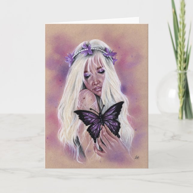 Carte de voeux pour papillon pourpre triste (Devant)
