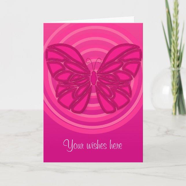 Carte de voeux pour papillon rose (Devant)